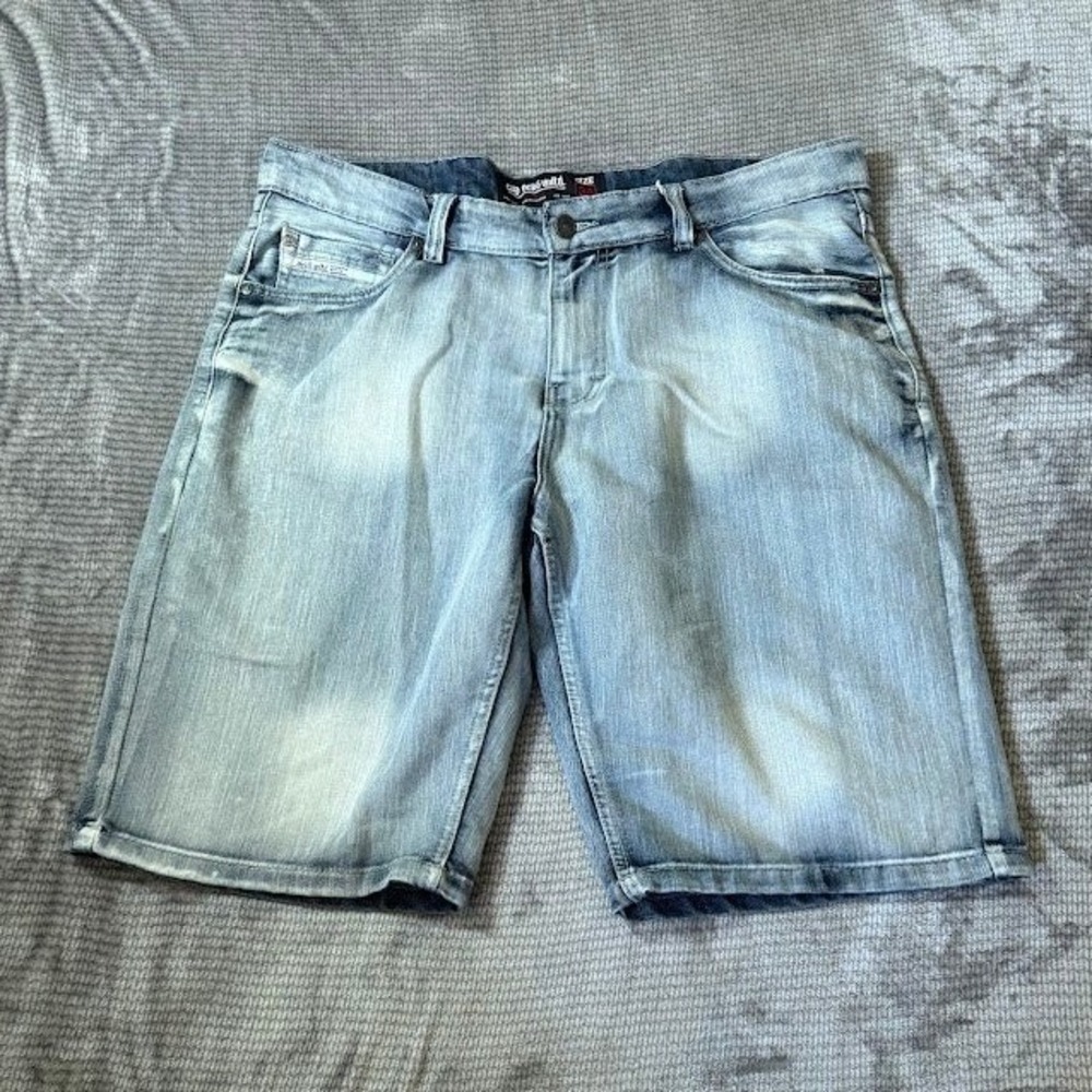 Ecko Unltd Mens Denim Shorts Light Wash Blue Jeans Size 38X11 Hip Hop Streetwear